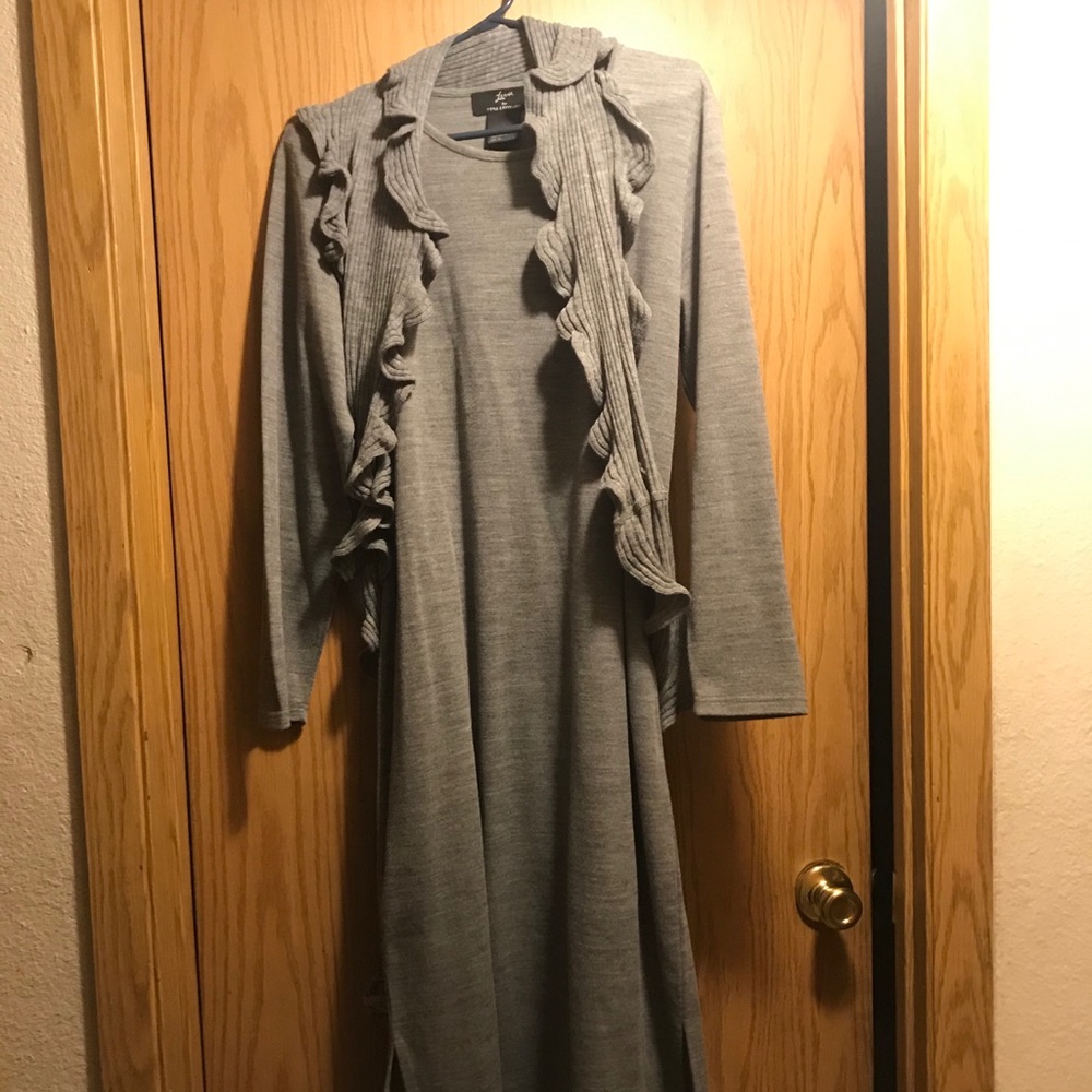 Dress with ruffle vest